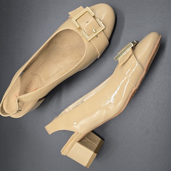 Aerosoles | Womens | Biege | Patent | Slingback | Block  Heel | Size 10M - Picture 7 of 9
